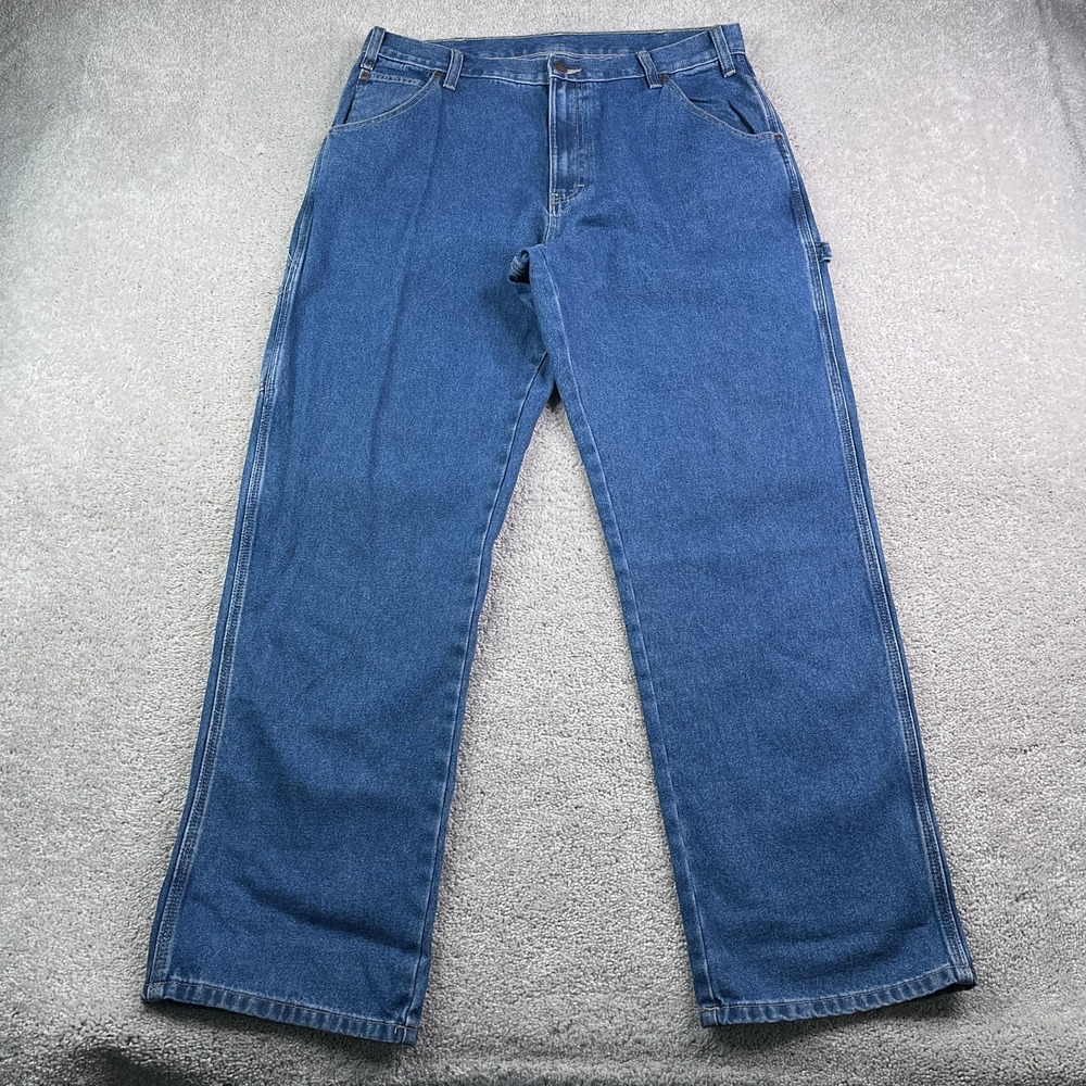 Dickies Jeans Mens 36x32 Blue Carpenter Utility Tradesman Loop Cotton Denim